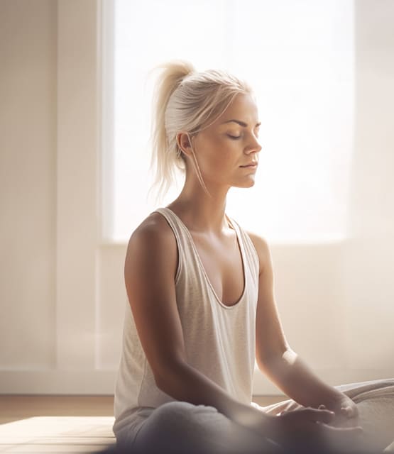 Woman practicing Zen meditation